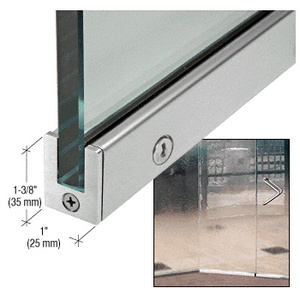 CRL Brushed Stainless 1-3/8" RH Tall Slender Profile Door Rails 35-3/4" (908 mm) Standard Length