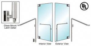 CRL-Blumcraft® Brushed Stainless Right Hand Reverse Glass Mount Keyed Access 'C' Exterior Bottom Securing Panic Handle