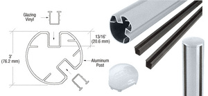 CRL Mill AWS 3" Diameter Round 135 Degree 48" Post Kit