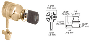 CRL Gold Plated Keyed Alike Plunger Lock for 3/8" Glass