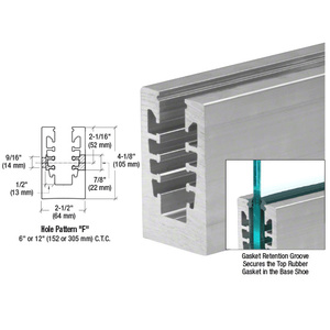 CRL B5G Series Mill Aluminum 120" Square Base Shoe Fascia Mount Drilled for 1/2" Glass