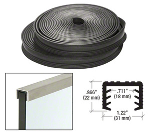 CRL Black Flexible Rubber LR20 Series Cap Rail Insert for 21.52 mm Laminated Glass - 100' (30.5 m)