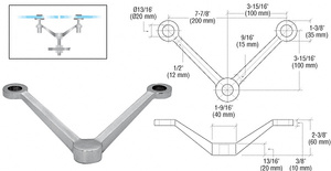 CRL Brushed Stainless Regular Duty Spider Fitting 'V' Double Arm Column Mount