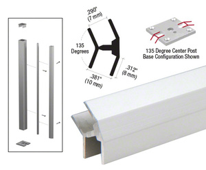 CRL Satin Anodized 135 Degree Partition Post for Special Installation