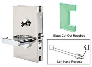CRL Polished Stainless 6" x 10" LHR Center Lock With Deadlatch in Office Function