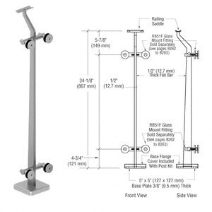 CRL Brushed Stainless 180 Degree Center P5 Series Post Railing Kit