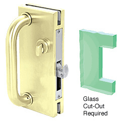 CRL Polished Brass 4" x 10" Non-Handed Center Lock With Hook Throw Deadlock Latch