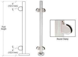 CRL Polished Stainless 36" Steel Round Glass Clamp 135 Degree Center Post Railing Kit