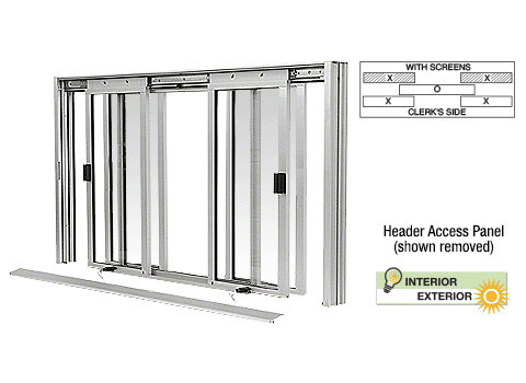 CRL Satin Anodized DW Series Manual Deluxe Sliding Service Window XOX with Screen