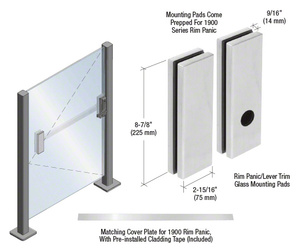 CRL Brushed Stainless Lever Trim Glass Mounting Pad for 1900 Series Rim Panic