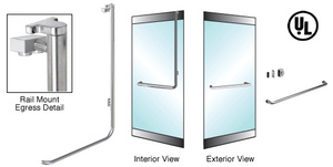 CRL-Blumcraft® Brushed Stainless Right Hand Reverse Rail Mount Keyed Access "A" Exterior Top Securing Electronic Egress Control Handle for 3/4" Glass