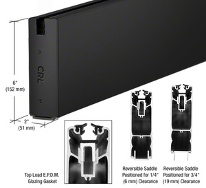 CRL Matte Black 240" x 6" Square Sidelite Rail