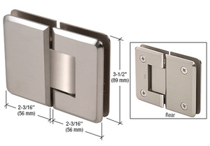 CRL Brushed Nickel Pinnacle 180 Series 180 Degree Glass-to-Glass Standard Hinge