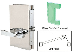 CRL Polished Stainless 6" x 10" LH Center Lock With Deadlatch in Passage Lock Function