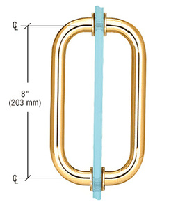 CRL Gold Plated 8" Back-to-Back Solid Brass 3/4" Diameter Pull Handles with Metal Washers