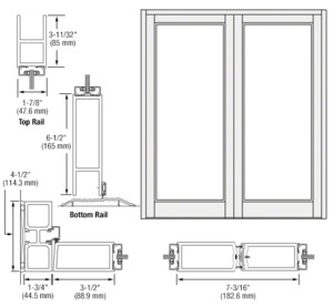 CRL-U.S. Aluminum White KYNAR® Paint Blank Pair Series 800 Durafront Medium Stile Offset Hung Entrance Doors- No Prep