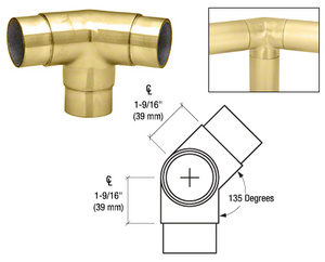 CRL Polished Brass 135 Degree Side Outlet Elbow for 2" Tubing