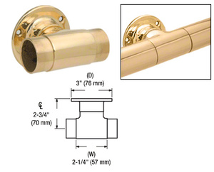 CRL Polished Brass Flush Wall Mount Tee for 1-1/2" Tubing