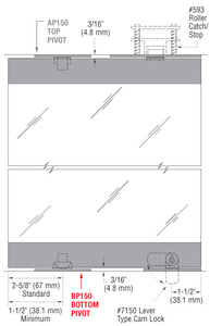 CRL-Blumcraft® BP150 Bottom Pivot Used with the 1301 Series Display Doors