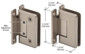 CRL Brushed Nickel Cologne 337 Series Adjustable Wall Mount 'H' Back Plate Hinge