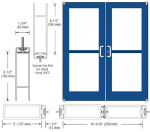 CRL-U.S. Aluminum Custom KYNAR® Paint Custom Pair Series 550 Wide Stile Offset Pivot Entrance Doors For Panics and Overhead Concealed Door Closers