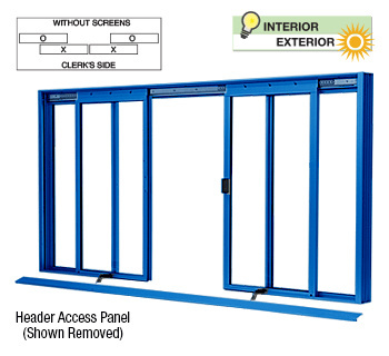 CRL Custom Color Powder Painted DW Series Four Panel Manual Deluxe Sliding Service Window OXXO without Screen