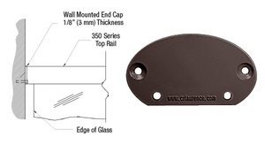 CRL Matte Bronze 350X Series Wall Mount End Cap