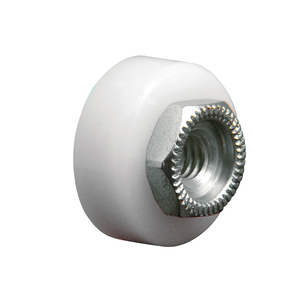 CRL 5/8" Nylon Ball Bearing Flat Edge Door Roller with Threaded Hex Hub Bulk - 100/Pk