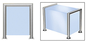 CRL Brushed Stainless Elegant 146 Series 2" Tubing Glass On Top, Front, and One End or Both Ends Sneeze Guard