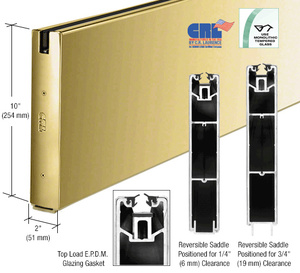 CRL Polished Brass Anodized 10" Custom Length Square Sidelite Rail for 3/8" or 1/2" Glass