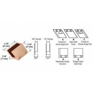 CRL Polished Brass 1/2" 52 Degree Slant Acute End Clamp Type "A" Stair and Walkway Railings