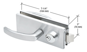 CRL Clear Anodized Glass Mounted Latch with Lock, Thumbturn, and Lever Handles- North American