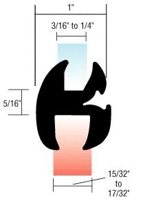 CRL Two-Piece Self-Sealing Universal Weatherstrip 15/32" to 17/32" Panel - 3/16" to 1/4" Glass