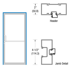 CRL-U.S. Aluminum Clear Anodized Class 1 40" x 86" 451 Series Left Hand Up and Over Single Door Frame