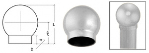 CRL Polished Stainless 2-5/8" Ball Type End Cap for 1-1/2" Tubing