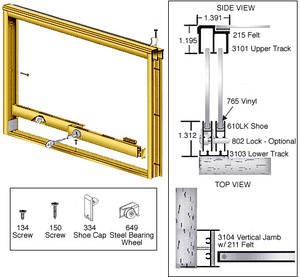 CRL Gold Anodized Wood End Showcase Track Assembly With Radius Rear Track