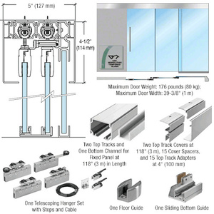 CRL50 Series Two Panel Telescoping Behind Fixed Panel Ceiling Mount Kit - Right Stacking Direction