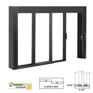 CRL Standard Size Self-Closing Deluxe Service Window Unglazed with Half-Track