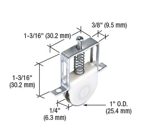 CRL 1" Steel Ball Bearing Sliding Screen Door Bottom Roller for Columbia Doors