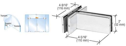 CRL Satin Anodized Transom Mounted Patch Connector With Support Fin Bracket