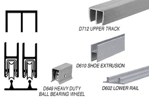 CRL Satin Anodized Track Assembly with Plastic Upper and Aluminum Lower Track with Steel Wheels