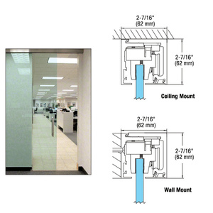 CRL 495 Series Brushed Stainless Anodized Wall/Ceiling Mount Sliding Door Kit with Softbrake Braking System