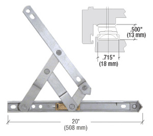 CRL 20" 4-Bar Standard Duty Stainless Steel Friction Hinge