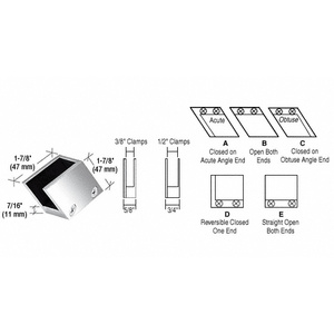 CRL Chrome 1/2" 52 Degree Slant Acute End Clamp Type "A" Stair and Walkway Railings