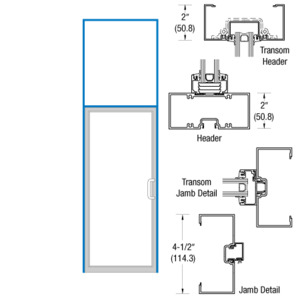 CRL-U.S. Aluminum Clear Anodized Class 1 Hinged Left Open Back Transom Frame for Single Door with Offset Pivots, Panics and Using Surface Closers