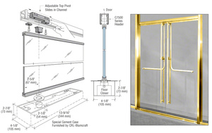 CRL-Blumcraft® Polished Brass 1301 Entry Door 1/2" Glass w/Overhead Closer - Entry With Panic