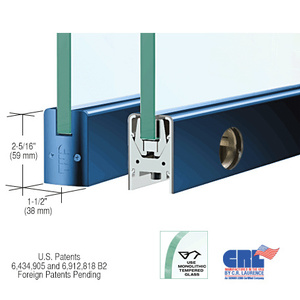CRL Custom Color 1/2" Glass Low Profile Square Door Rail With Lock - Custom Length
