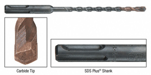 CRL 3/16" x 6-3/8" Thundertwist™ SDS Plus® Shank Masonry Drill Bits