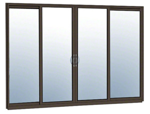 CRL-U.S. Aluminum Bronze Anodized OXXO Sliding Door Thermally Broken Fin Frame Unglazed