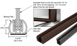 CRL Bronze AWS 60" Bottom Rail Kit with Rigid Glazing Vinyl